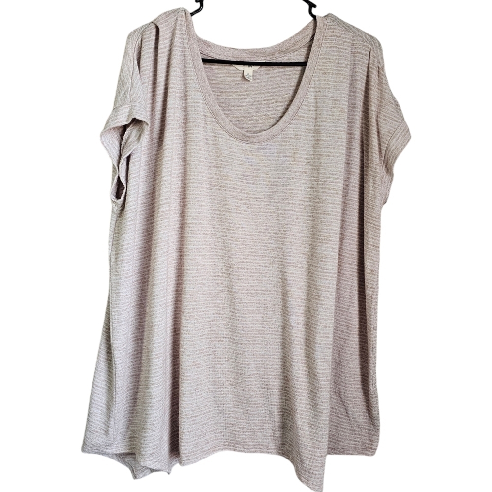 Terra & Sky cream and white striped boxy knit top womens plus size 1x